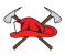 Fireman hat and axes icon
